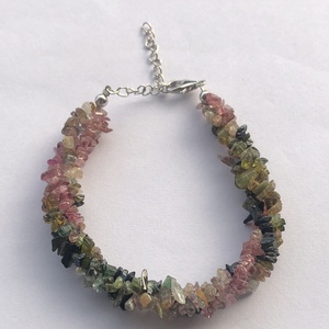 925 argent Sterling naturel multi Tourmaline semi-précieux puces non coupées torsadées perles de pierre Bracelet fermoir nouveau Design vraies pierres - Product Image 2