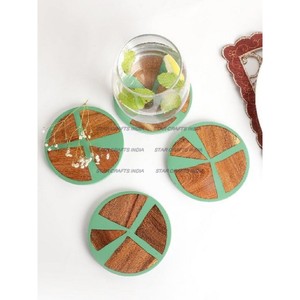 Unique New Arrival Acacia Design Square Acacia Wood and <b>Epoxy</b> Resin Best Coasters for Office & Home From SCI - Product Image 6