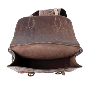 Superventas de alta calidad de cuero genuino Western Trail Tooling Carving Horse Saddle Bag - Product Image 5