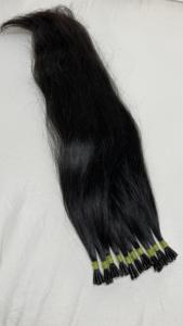 100% Virgen Remy Raw Indian I-Tip Extensiones de cabello 12A Grado Cutícula alineada Natural Negro Recto - Product Image 3