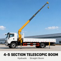 Grue montée sur camion ISUZU GIGA 4x2 avec flèche hydraulique droite HWHC, étais de type H et benne basculante pour levage de charges de construction