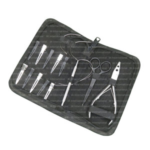 Nouvelle arrivée meilleure qualité de qualité Salon complet Extension de cheveux outils de perles et kit de pinces avec étui en cuir à fermeture éclair - Product Image 3