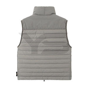 <b>Men's</b> Winter Sleeveless <b>Smart</b> <b>Casual</b> <b>Jacket</b> with Zipper Closure Stand Collar Solid Pattern Front Logo Dyed Processed - Product Image 2