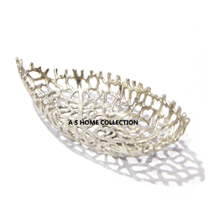 Directo de fábrica, venta al por mayor, diseño de forma de hoja chapada en plata, cuenco elegante decorativo, aluminio, Metal, Grado Alimenticio - Product Image 1
