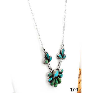 Collier artisanal sud-ouest avec serti clos, mélange de turquoise et technologie d'incrustation en argent sterling - Product Image 3