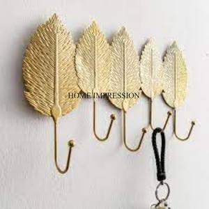 Ganchos y Colgadores de Pared de Aluminio Fundido Chapado en Oro de Alta Calidad, Diseño de Hojas, Estilo Lujoso y Real para Hoteles y Hogares - Product Image 1