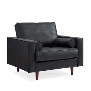 Sillón Negro GSD6831 02, Sofá Individual con Diseño Acolchado, Cómodo Sillón Reclinable para Hogar, Oficina, Cafetería, Estilo Francés - Product Image 1