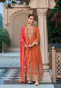 La última impresión digital Dola bordada de Hevey Simar Dupatta Salwar Kameez ropa India pakistaní para fiestas confeccionada - Product Image 3