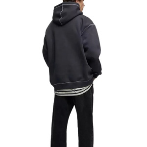 Sweat-shirts à capuche en molleton lourd 100% coton pour hommes, sur mesure, avec surpiqûres contrastées, sweat-shirt à capuche brodé pour hommes - Product Image 3