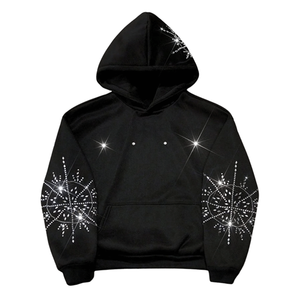 เสื้อฮู้ดดี้ปักเพชรขายดี สตรีทแวร์ผู้ชาย ผ้าฝ้าย 100% ระบายอากาศได้ดี สำหรับฤดูหนาว ดีไซน์ปรับแต่งได้ - Product Image 4