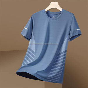 T-shirt de sport rafraîchissant pour homme en soie glacée tricotée, décontracté, léger, haute performance, séchage rapide, respirant, coupe ample, manches courtes - Product Image 1