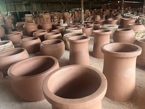Pot rond en mosaïque de terre cuite avec finition sculptée à la main, pots et jardinières écologiques pour la maison et le jardin - Product Image 2