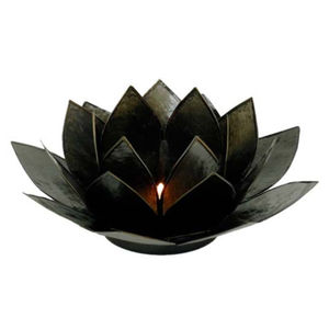 Portavelas de Flor de Loto de Concha Negra Hecho a Mano, Decoración Decorativa para el Hogar, Luz Ambiental, Soporte para Velas, Accesorio de Iluminación Interior - Product Image 1