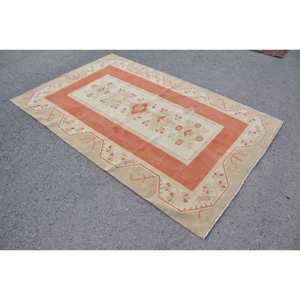 Alfombra turca Vintage tradicional naranja Beige 5,2X7,9 pies clásica área grande tejido plano patrón de retazos lana látex para pasillo - Product Image 2