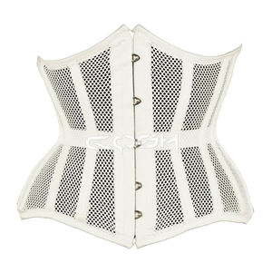 Corsé de entrenamiento de cintura de malla de algodón blanco con varillas de acero |   Proveedor OEM/ODM - Product Image 1