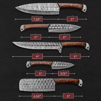 Set Pisau Koki Baja Damaskus Modern Buatan Tangan Premium Gagang Kayu Rosewood Pisau Gulung Kulit Ramah Lingkungan Dunia Dapat Disesuaikan