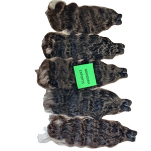 100% naturel ondulé vague profonde non transformés faisceaux cuticule aligné Temple indien Remy Extensions de cheveux humains - Product Image 1