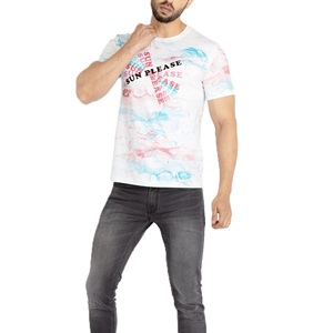 เสื้อยืดผู้ชายผ้าฝ้าย 100% ขายส่ง รับผลิตตามแบบ OEM พิมพ์โลโก้สีด้วยเทคนิคซิลค์สกรีน คอโอเวอร์เนค ระบายอากาศได้ดี - Product Image 6