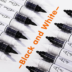 Set di Penne per Calligrafia Guangna con Inchiostro Bianco e Nero, Pennarelli Artistici con Punta a Pennello e Nib Flessibile, Penna in Plastica - Product Image 1