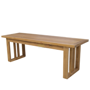 Mobilier de table minimaliste adapté à la table à manger intérieure ou extérieure en bois de teck solide et durable - Product Image 2