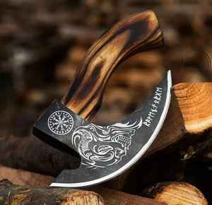 Hache à pizza artisanale en gros, coupe-pizza d'extérieur, hache de cuisine, manche en bois pour le camping, hachette avec étui en cuir - Product Image 2