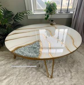 Premium Eco-Friendly Portable <b>Resin</b> Coffee Table Hand-painted Customized Color High Gloss Coating Modern Design Living Room Use - Product Image 4