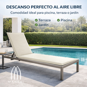 Cuscini per Lettino Prendisole da Esterno in Poliestere 100% Durevoli 180x57 cm, Imbottiti in Schiuma, per Tutte le Stagioni, con Cerniera Rimovibile, Spagna - Product Image 3