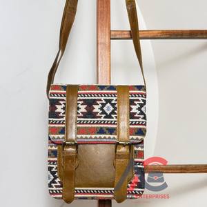 Handmade Kilim Leather Jacquard Fabric Crossbody Shoulder Bag High Quality Genuine Leather Ethnic Bag <b>Vintage</b> Handbag for Women - Product Image 1