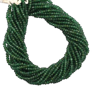 Perles de pierre précieuse Aventurine verte, forme Rondelle, facettées, 3 à 4 mm, en fil. - Product Image 2