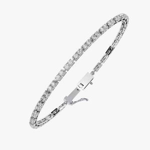 943 Sterling Silver Moissanite White Gold Plated Chain Sparkling Wedding Brides Jewelry <b>Tennis</b> Bracelet for Women - Product Image 1