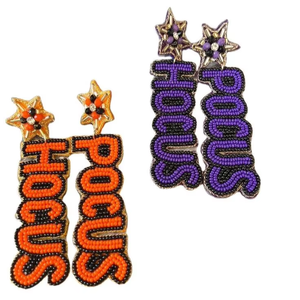 HOCUS POCUS, pendiente de calabaza bordado con cuentas, cuentas de cristal de Halloween, pendientes de calabaza de la India, pendientes hechos a mano para mujer - Product Image 1