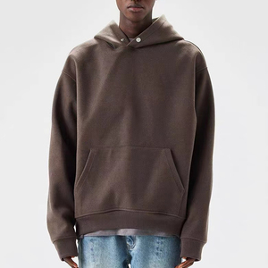 เสื้อมีฮู้ดผ้าฝ้ายโอเวอร์ไซส์พร้อมกระดุมที่คอเสื้อสวมหัวสำหรับผู้ชาย - Product Image 2