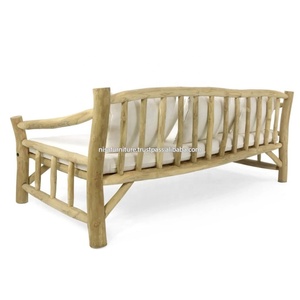 Sofá cama para exteriores de madera maciza de teca con rama natural para exteriores con diseño moderno para muebles de patio en el exterior de la villa del jardín del parque - Product Image 5