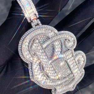 Bijoux fins pendentifs et breloques argent 925 Moissanite VVS pendentif nom de diamant glacé 14k plaqué or blanc pendentifs et breloques - Product Image 2