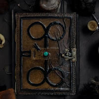 Carnet en cuir Darkhold Damned, gaufré, avec motif pierre maléfique, livre de sorts vierge, couverture rigide écarlate, thème Horreur, Feng Shui, Religieux