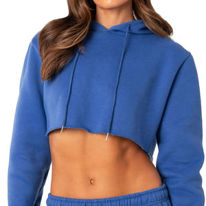 Sweats à capuche tendance à coupe courte avec tissu léger et ourlet côtelé pour un style streetwear et décontracté au quotidien - Product Image 6