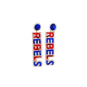 Boucles d'oreilles bohèmes pour femmes, en perles de rocaille, faites à la main, boucles d'oreilles statement pour les couleurs des équipes de cheerleading pour les jours de match - Product Image 1