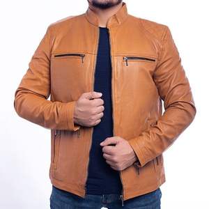 Chaqueta de motorista marrón tostado clásico Bohannon - Product Image 1