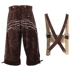 Traditional Bavarian Lederhosen Short for <b>Men</b> Outfit with Classic German Embroidery Rustic Buttons <b>Suspenders</b> and Styling - Product Image 4