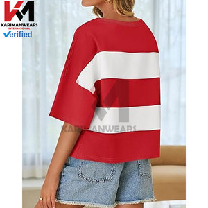 Camisetas informales de manga 3/4 de verano para mujer, camisetas de gran tamaño con cuello redondo a la moda y diseño de hombros caídos, ligeras - Product Image 3