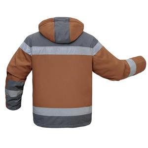 Chaquetas DE TRABAJO DE SEGURIDAD DE Color marrón ligero más vendidas con capucha adjunta y forro interior Sherpa desgaste reflectante de alta visibilidad - Product Image 3