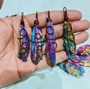 Titanium Aura <b>Crystal</b> Quartz Pendant <b>Necklace</b> For <b>Healing</b> From India - Product Image 1