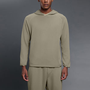 Sweat à capuche d'hiver pour homme 100% coton molletonné écologique brodé impression numérique séchage rapide coupe ample course unie - Product Image 5