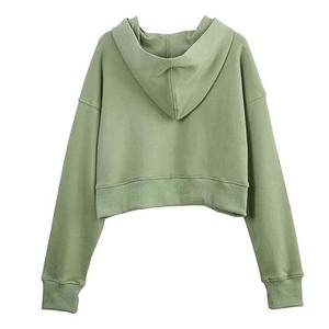 Top corto de alta calidad para mujer, sudaderas con capucha, jersey de manga larga transpirable, sudaderas con capucha recortadas con logotipo personalizado para mujer - Product Image 2