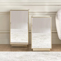 Table basse moderne en métal à plateau miroir de forme carrée pour salon et chambre à coucher, installation facile, vente chaude
