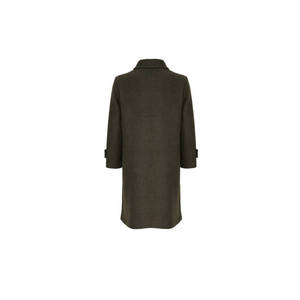 Abrigo tipo trench de cachemira y alpaca color caqui para mujer con epaulettes de leopardo - Product Image 3