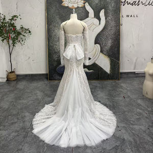 Vestido de Novia de Encaje Jancember LSSG144, Vestido de Novia con Escote Corazón, Estilo Sirena, con Lazo, Sexy, con Mangas Desmontables, para Bodas y Fiestas - Product Image 3