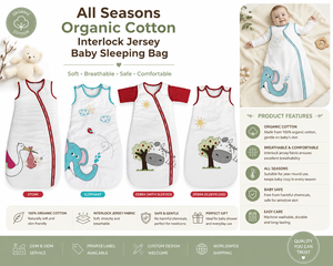 Saco de Dormir para Bebé de Diseño Animal, Tejido con 100% Algodón Orgánico, Transpirable y Ecológico, con Cierre Bidireccional, Personalizable (OEM/ODM) - Product Image 5