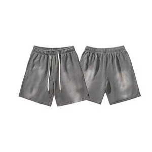 Pantalones cortos de algodón con cordón francés Terry 100% para hombre, pantalones cortos de lavado ácido Vintage personalizados para hombre, moda para niños, gimnasio - Product Image 6