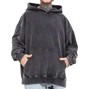 Nuevo estilo Sudaderas con capucha para hombre Lavado ácido Liso Color sólido En blanco Tallas grandes Peso pesado 2024 Hombres Sudadera con capucha Lavado ácido - Product Image 4